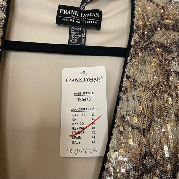 Frank Lyman Blazer Women Sz 12 Gold Sequins Formal Evening Wear New Year Jacket - Picture 4 of 11